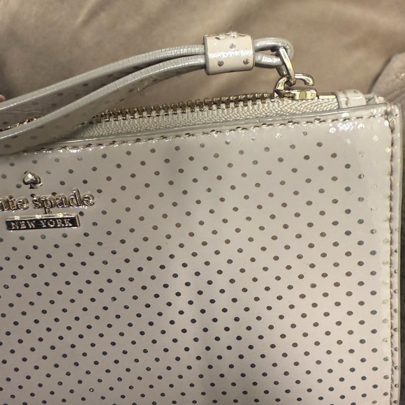 Kate Spade New York Polka Dot Wristlet – Cream & Gold Patent Leather - Picture 3 of 4
